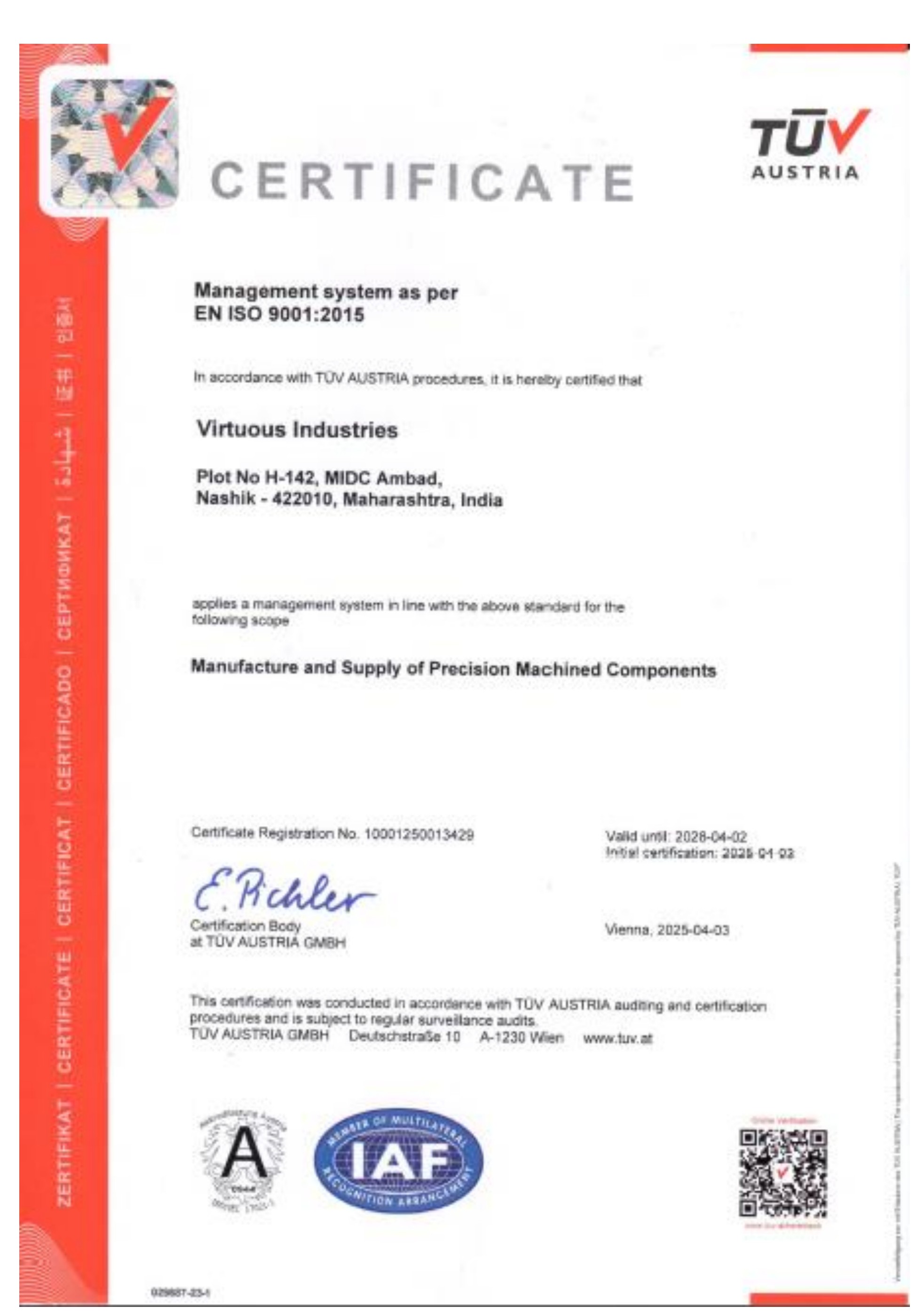 ISO 9001:2015 Certificate